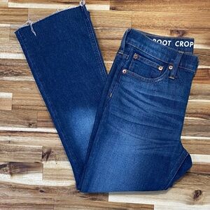 Women’s J Crew Billie Crop Rough Hem Dark Indigo Bootcut Jeans - Size 26